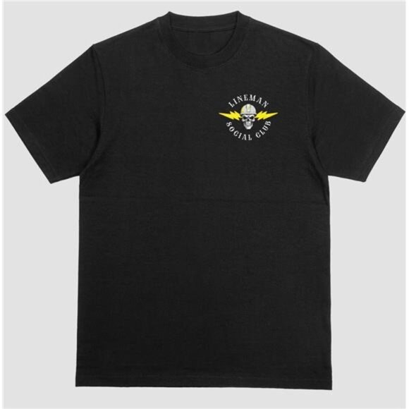 Union Lineman Social Club Lineworker Electrician T-shirt Unisex 100% Cotton Blk - Picture 3 of 3